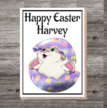 Easter Bunny Card, Custom Bunny Easter Card